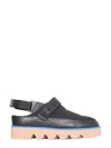 Msgm Black Slingback Wedge Sandals In Black