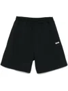 Msgm Black Shorts With Subtle Logo Detail In Black