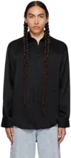 Msgm Black Spread Collar Shirt In Black