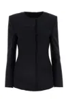 Msgm Stretch Polyester Blend Blazer With Front Pockets In Black