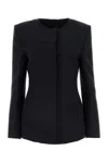 Msgm Stretch Polyester Blend Blazer With Front Pockets In Black