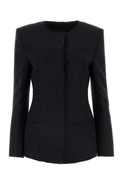 MSGM BLACK STRETCH POLYESTER BLEND BLAZER