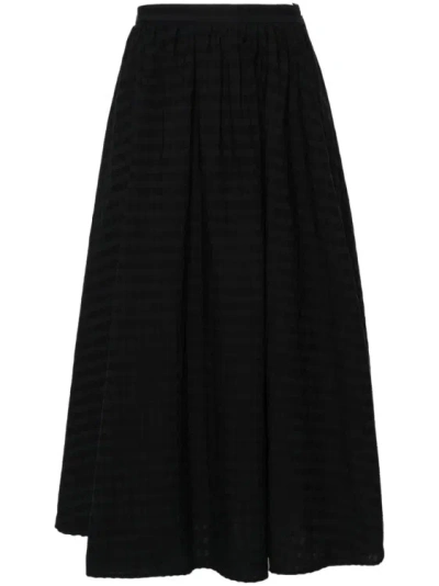 Msgm Black Striped Midi Skirt