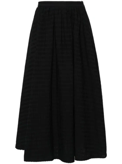 Msgm Seersucker-embellished Skirt In Black