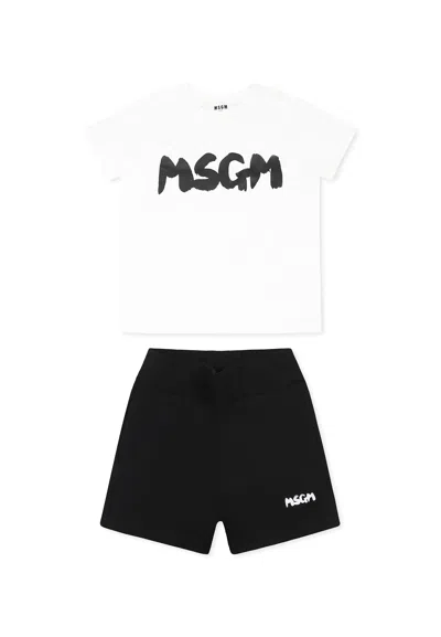 Msgm Black Suit For Babykids With Logo
