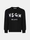 Msgm Black Sweashirt For Kids With Logo In Schwarz