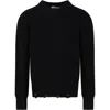 Msgm Black Sweater For Boy With Logo In Nero