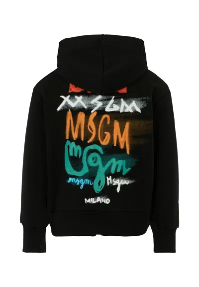 Msgm Kids' Black Sweatshirt For Boy With Logo