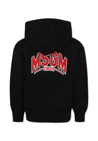 Msgm Kids' Black Sweatshirt For Boy With Logo