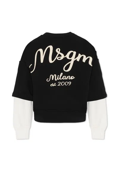 Msgm Kids' Black Sweatshirt For Boy With Logo