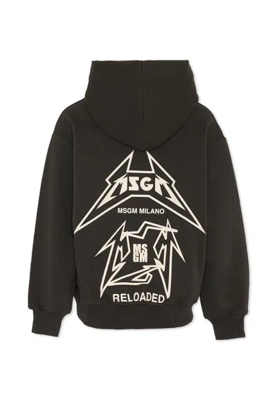 Msgm Kids' Black Sweatshirt For Girl With Logo