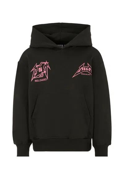 Msgm Kids' Black Sweatshirt For Girl With Logo