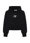 Msgm Black Sweatshirt For Girl With Logo And Heart In Black