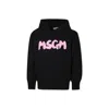 Msgm Black Sweatshirt For Girl With Pink Logo In Black