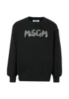 Msgm Black Sweatshirt For Kids With Grey Logo In Black