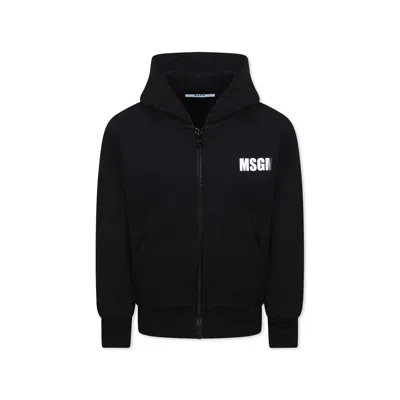 Msgm Black Sweatshirt For Kids With Logo