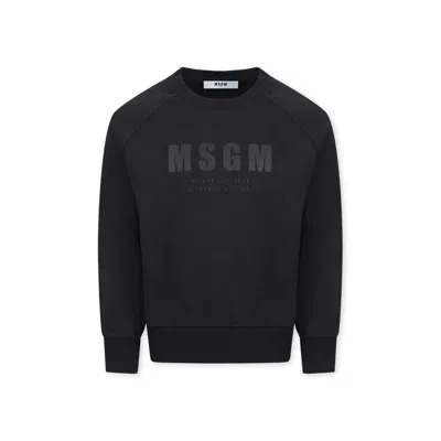 Msgm Black Sweatshirt For Kids With Logo