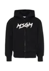 Msgm Black Sweatshirt For Kids With Logo In Black