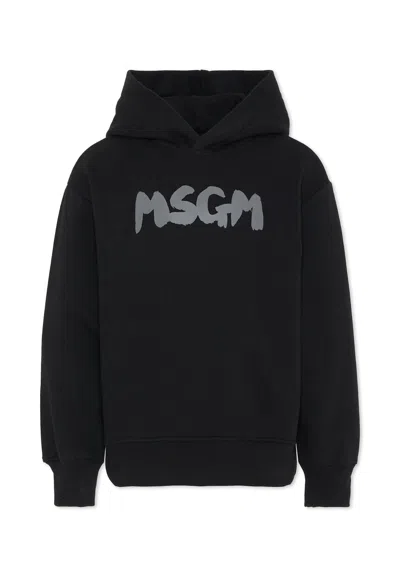 Msgm Black Sweatshirt For Kids With Logo