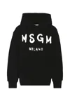 Msgm Black Sweatshirt For Kids With Logo In Black