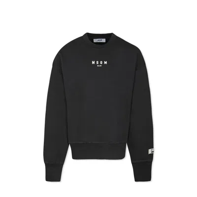 Msgm Black Sweatshirt For Kids With Logo In Grey