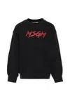 Msgm Black Sweatshirt For Kids With White Logo In Black