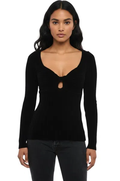 Msgm Black Sweet Heart Neck Top In Multi