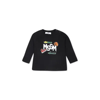 Msgm Black T-shirt For Baby Boy With Logo