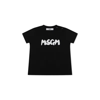 Msgm Black T-shirt For Babykids With Logo
