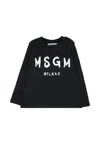 Msgm Black T-shirt For Babykids With Logo In Black