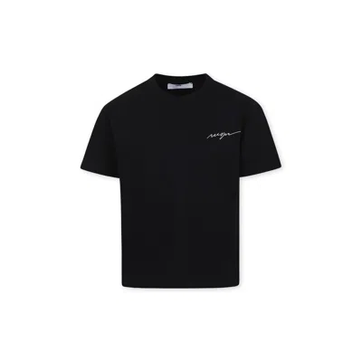 Msgm Kids' Black T-shirt For Boy With Logo