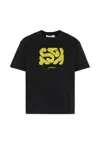 Msgm Abstract-print Cotton T-shirt In Black