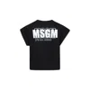 Msgm Black T-shirt For Girl With Logo In Black