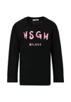 Msgm Long-sleeve Logo-print T-shirt In Black