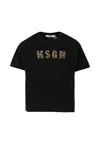 Msgm Leopard-print Logo T-shirt In Black