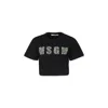 MSGM BLACK T-SHIRT FOR GIRL WITH LOGO