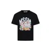 Msgm Black T-shirt For Girl With Logo And Cat Print In Black