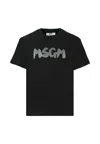 Msgm Black T-shirt For Kids With Gray Logo In Black