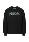Msgm Black Sweatshirt For Kids With Grey Logo In Black
