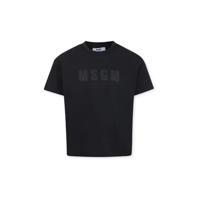 Msgm Black T-shirt For Kids With Logo