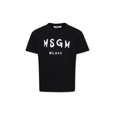 Msgm Black T-shirt For Kids With Logo