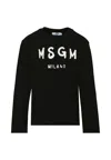 Msgm Black T-shirt For Kids With Logo In Black