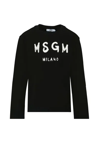 Msgm Black T-shirt For Kids With Logo