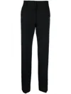 Msgm High-waisted Crepe Straight-leg Trousers With Belt Loops In Black