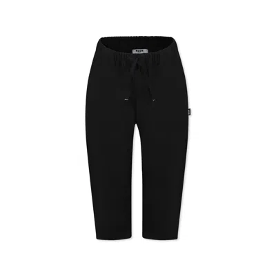 Msgm Kids' Black Trousers For Boy With Logo