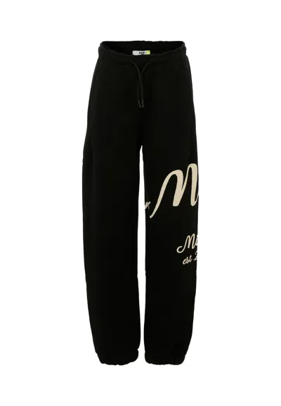 MSGM BLACK TROUSERS FOR BOY WITH LOGO