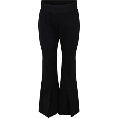 Msgm Kids' Black Trousers For Girl With Logo In Nero