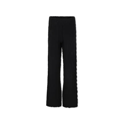 Msgm Kids' Black Trousers For Girl With Logo