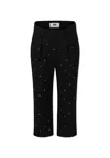 Msgm Black Trousers For Girl With Rhinestones And Logo In Black