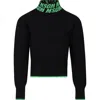 Msgm Black Turtleneck For Girl With Logo In Black